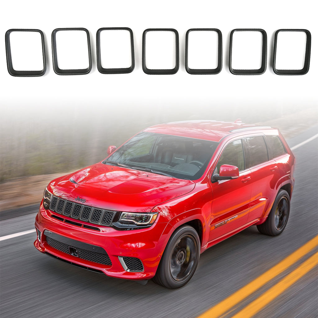 Front Grill Rings Inserts Matte Black for Jeep Grand Cherokee Trackhawk SRT 2017-2023 by XBEEK