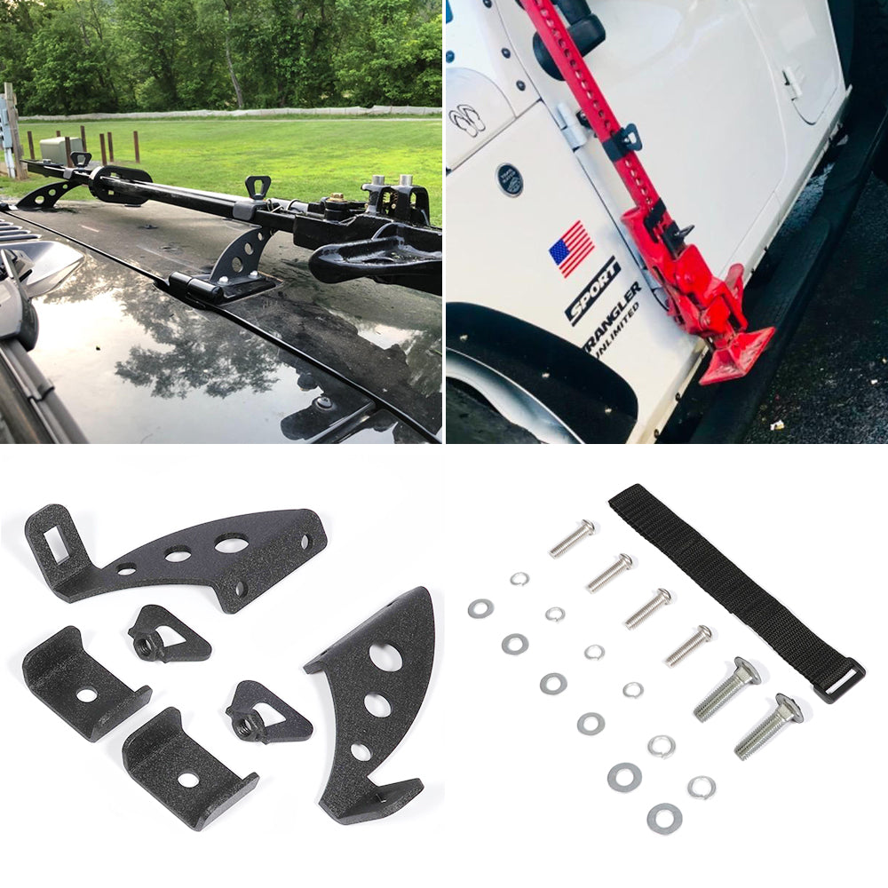 Hi-Lift Jack Mount Kit Hood/Door Hinge Bracket for 2007-2022 Jeep Wrangler JK JL Gladiator JT by XBEEK