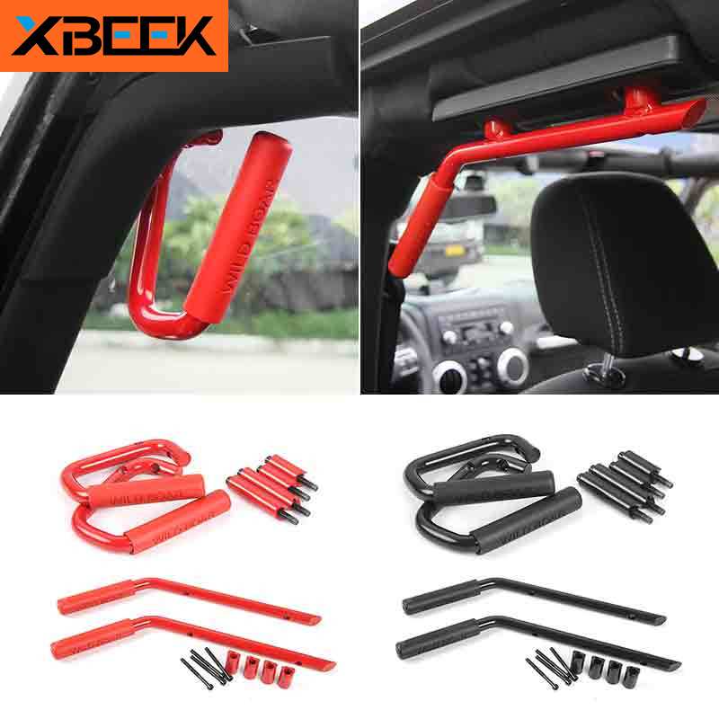 Grab Bar Handle Kit Front Rear Bars Aluminium Accessories for Jeep wrangler JK 2007-2018 by XBEEK