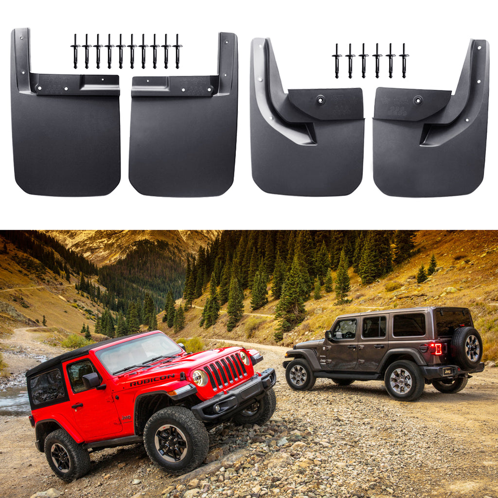 Mud Flap Guard Splash 4pcs for 2018+ Jeep Wrangler JL Sahara Sport Sport S by XBEEK