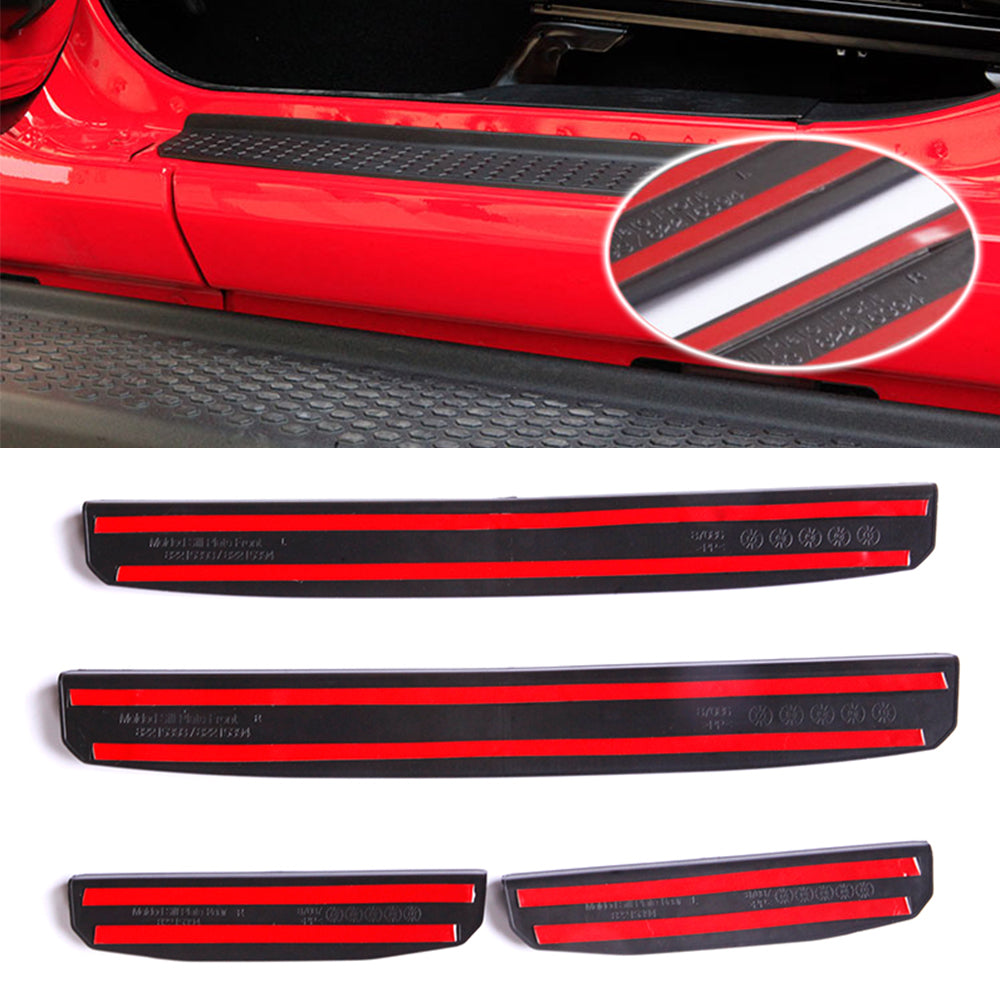 RT-TCZ Door Sill Guards For Jeep Wrangler JL (2018-2019) & Gladiator JT (2020) - 4-Door Black ABS Plastic Protectors