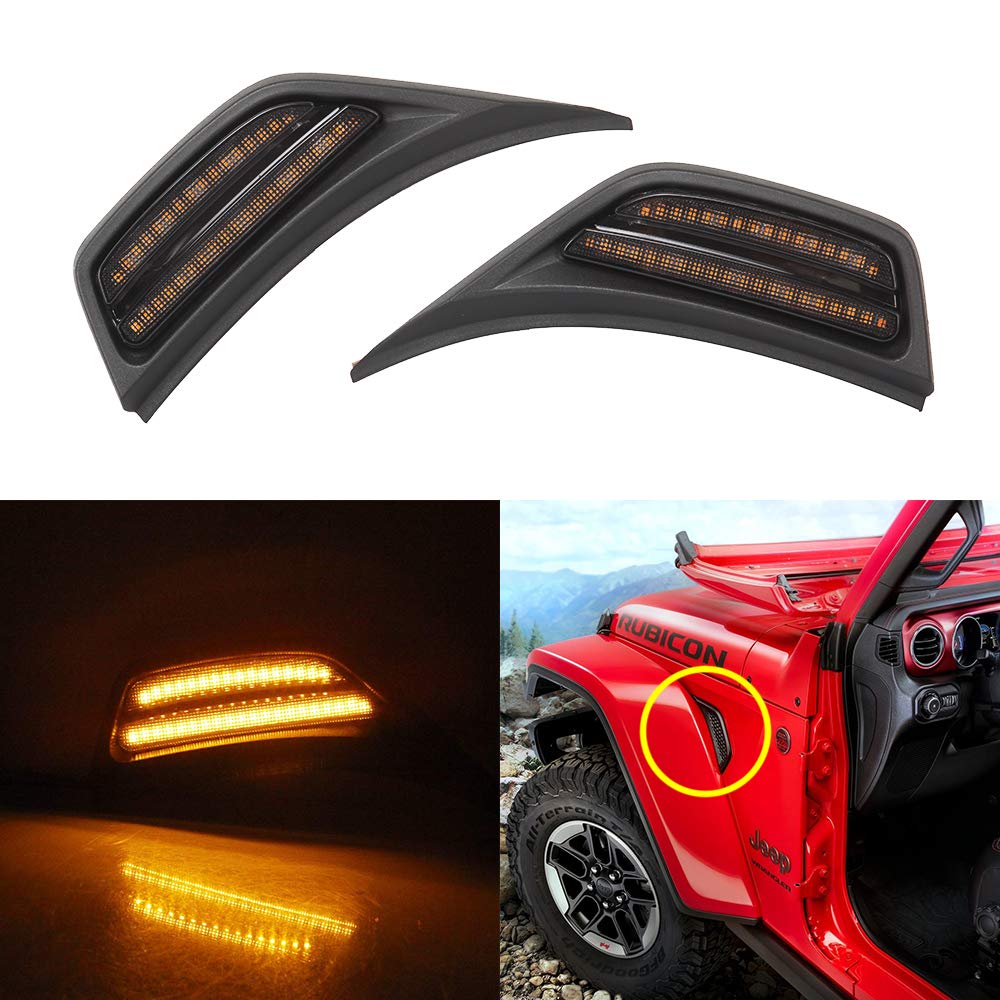 LED Front Fender Side Marker Light Turn Signal Lamp for 2018-2020 Wrangler JL JLU