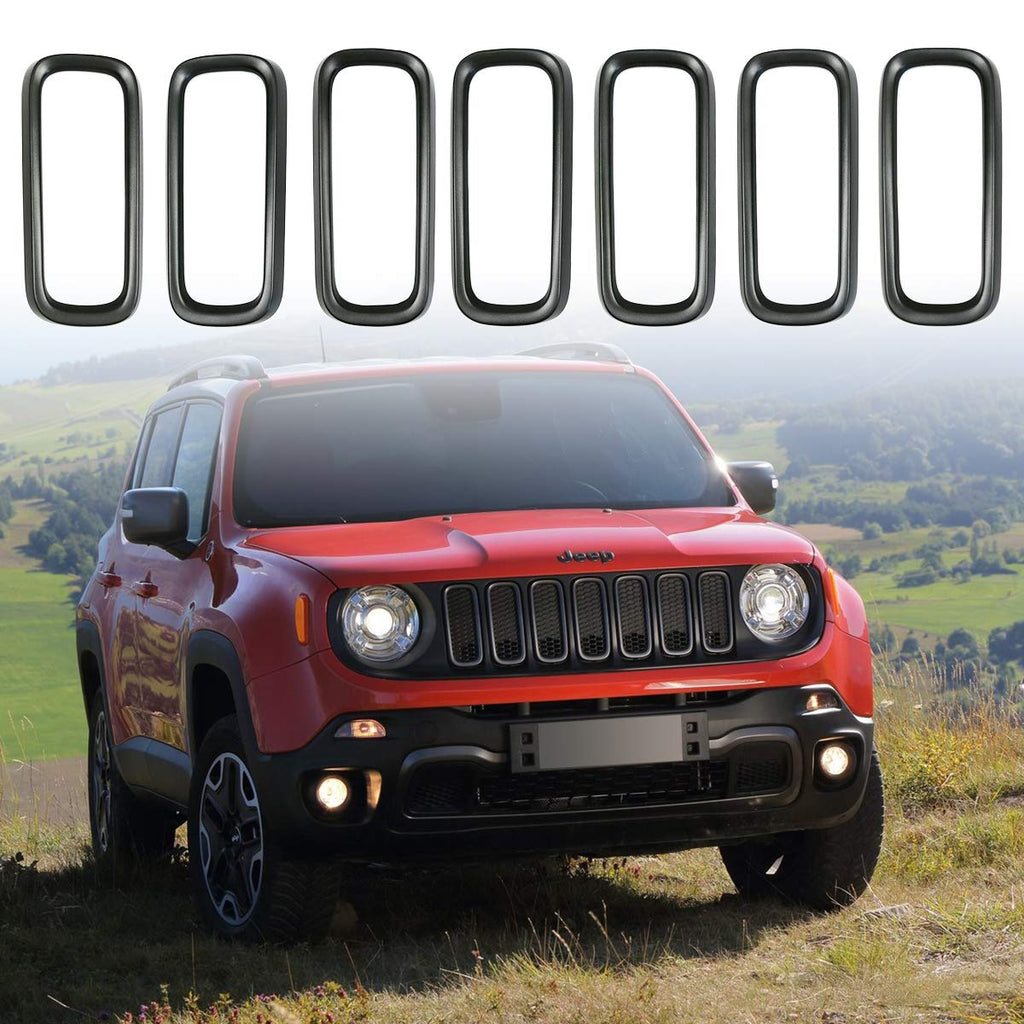 Front Grille Insert Ring Dark Gray Grill Cover Trim for Jeep 2015-2018 Renegade BU by XBEEK