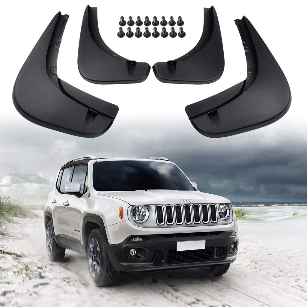 4PCS Mud Flaps Splash Guards Fender Flares Front and Rear for 2015-2019 2020 Jeep Renegade by XBEEK
