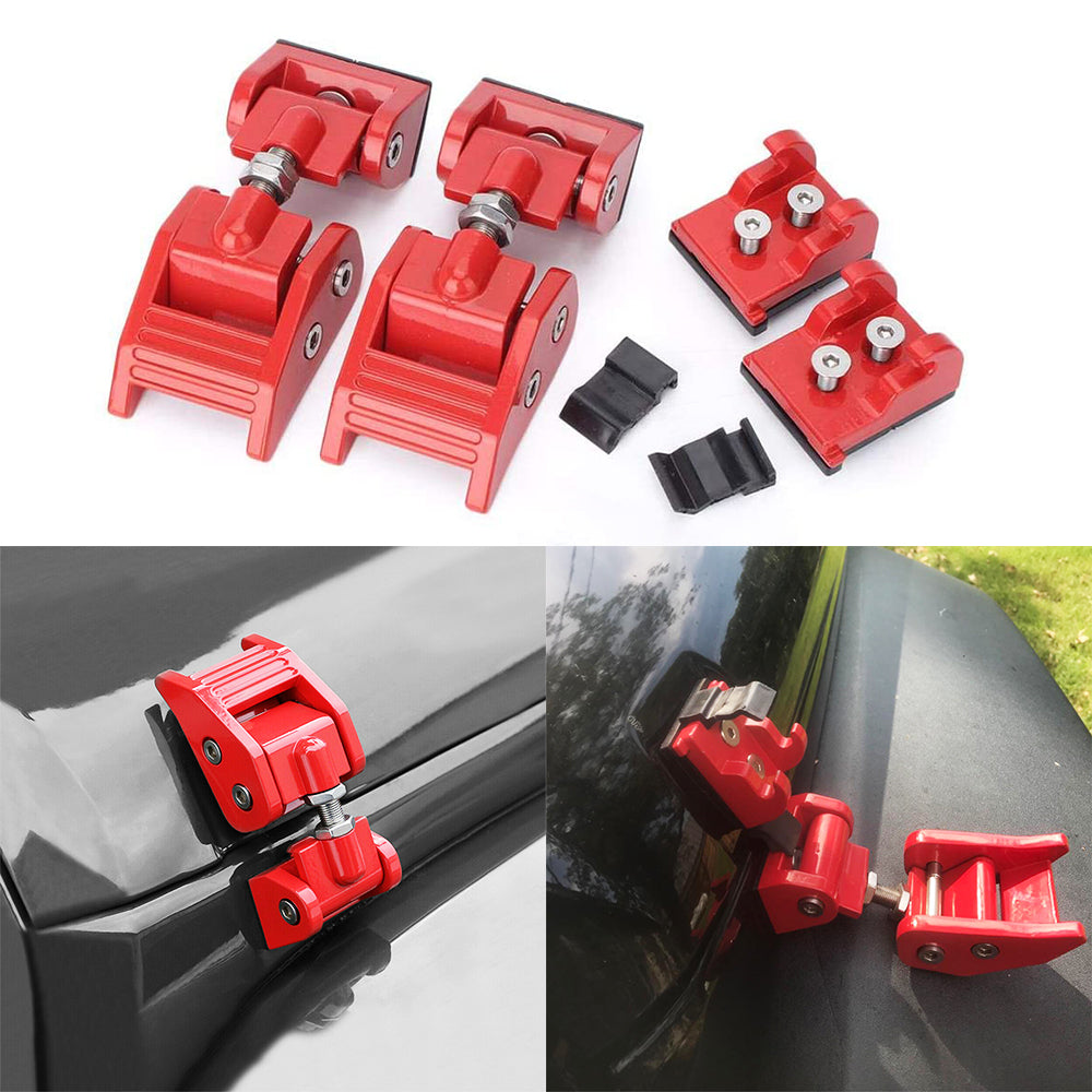 2X Red Hood Latch Locking Catch Buckle Trim for 2007-2018 Jeep Wrangler JK JKU by XBEEK