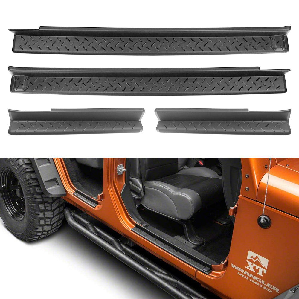 SHINEKA Door Sill Guards For 2018-2022 Jeep Wrangler JL 4-Door – Black, 4-Piece Set