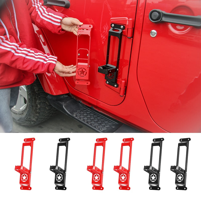 Door Hinge Steps Foot Plate Climbing Kit Solid Steel for 2007+ Jeep Wrangler JK JL by XBEEK