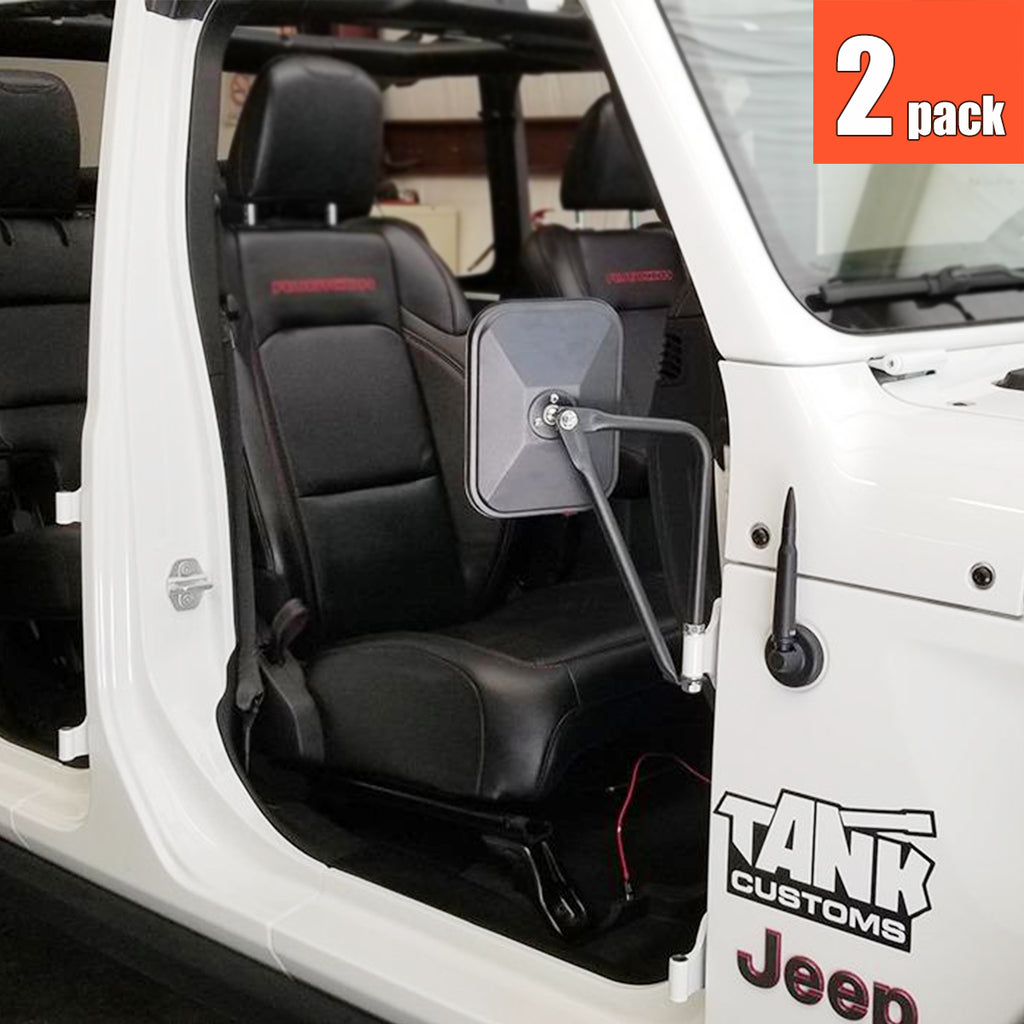 Door Off Mirror Rectangular Adventure Side View Mirrors for All Jeep Wrangler CJ YJ TJ JK JL & Gladiator JT by XBEEK