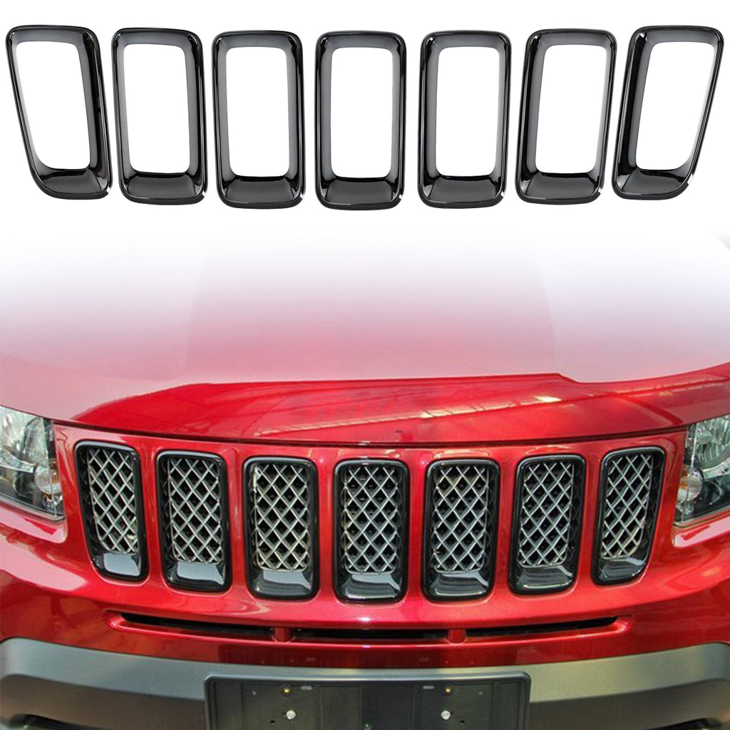 Front Grille Inserts Cover Trim Kit Rings for for 2011-2016 Jeep Compass MK by XBEEK