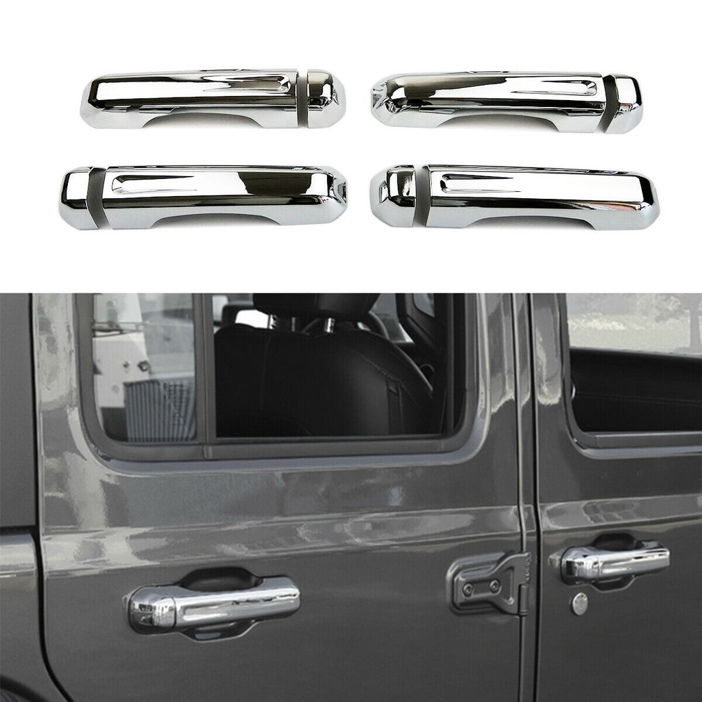 Door Handle Cover Exteriors Trim Chrome Silver ABS for 2018+ Jeep Wrangler JL by XBEEK